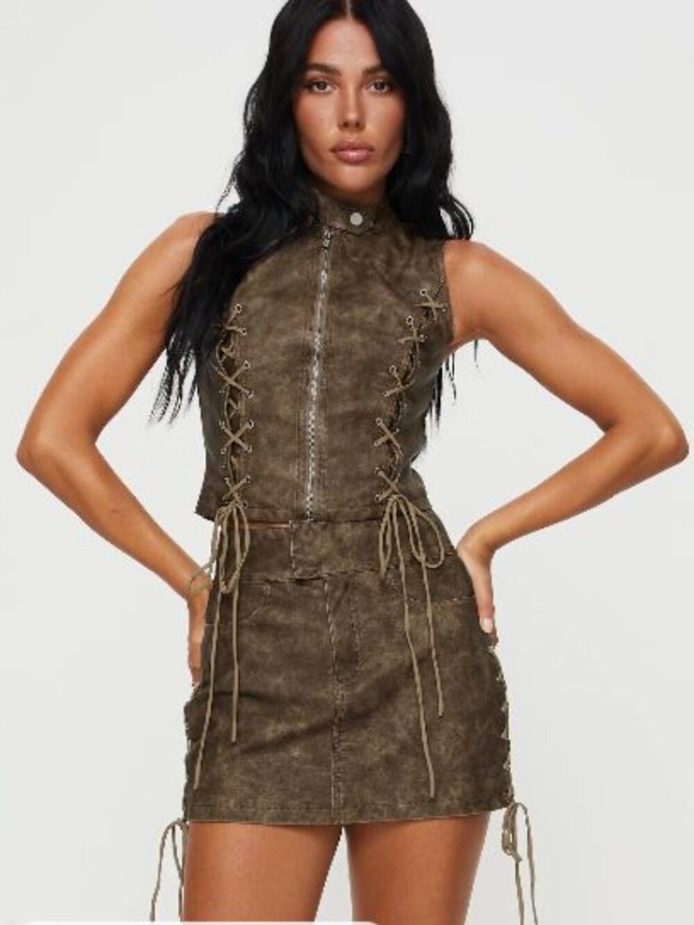 Princess Polly Ceejay Faux Leather Mini Skirt & Top set